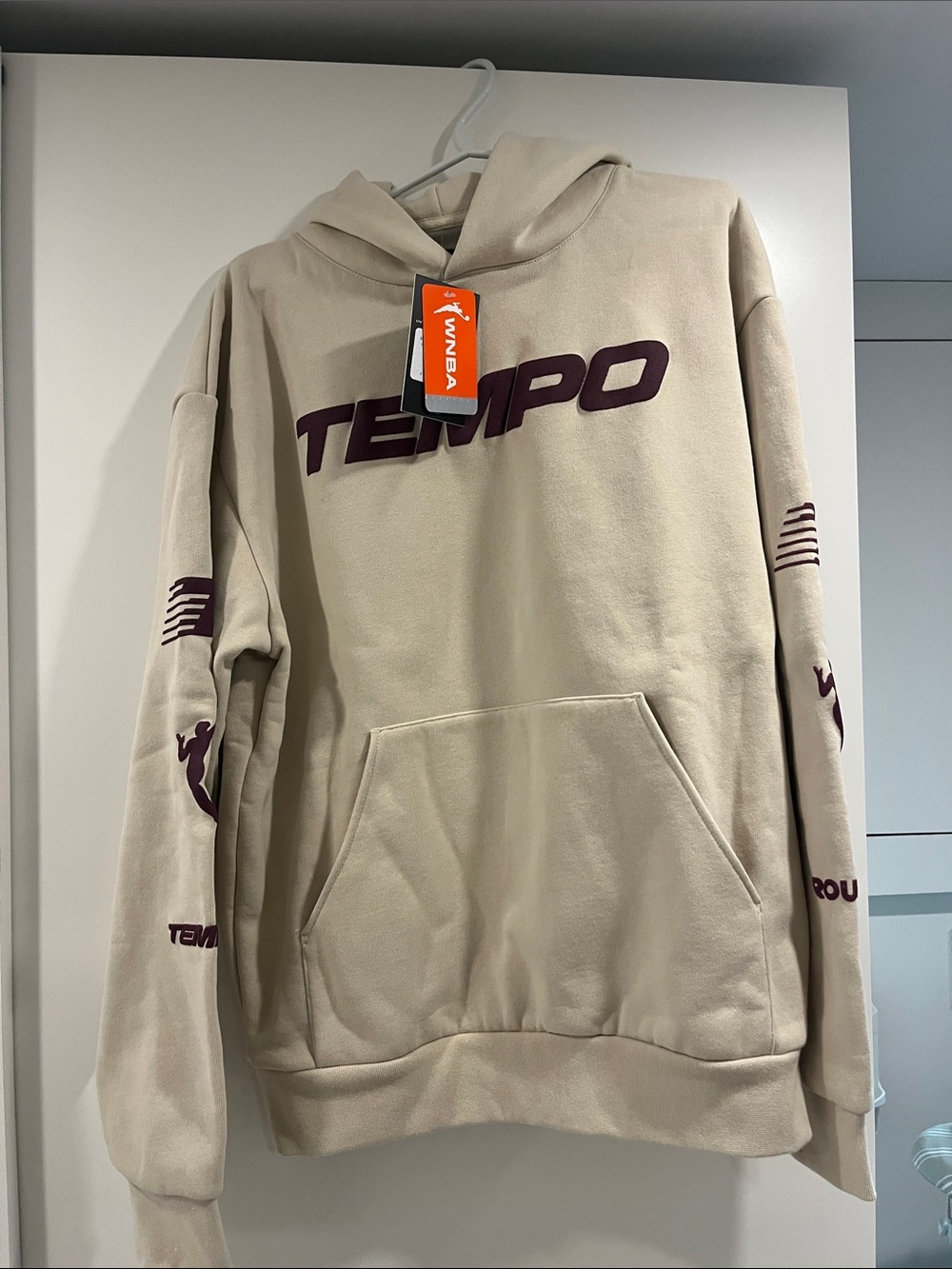 Tempo Logo Beige Pullover Hoodie